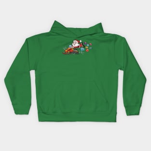 CHRISTMAS SANTA CLAUS: Delivering Christmas Presents on a Snowmobile Kids Hoodie